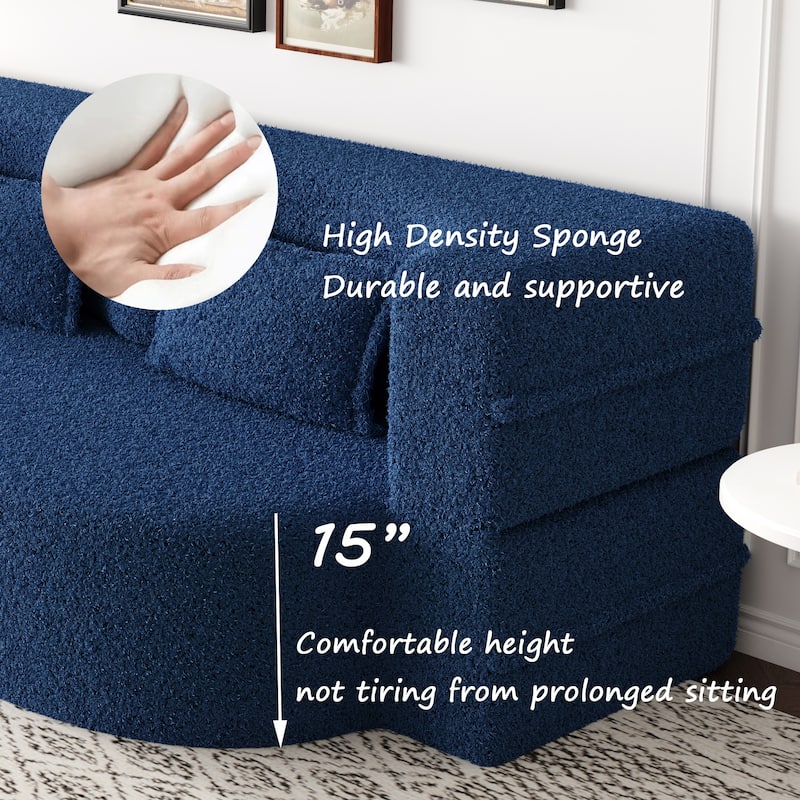 Modern Convertible Floor Folding Sleeper Sofa with 2 Pillows