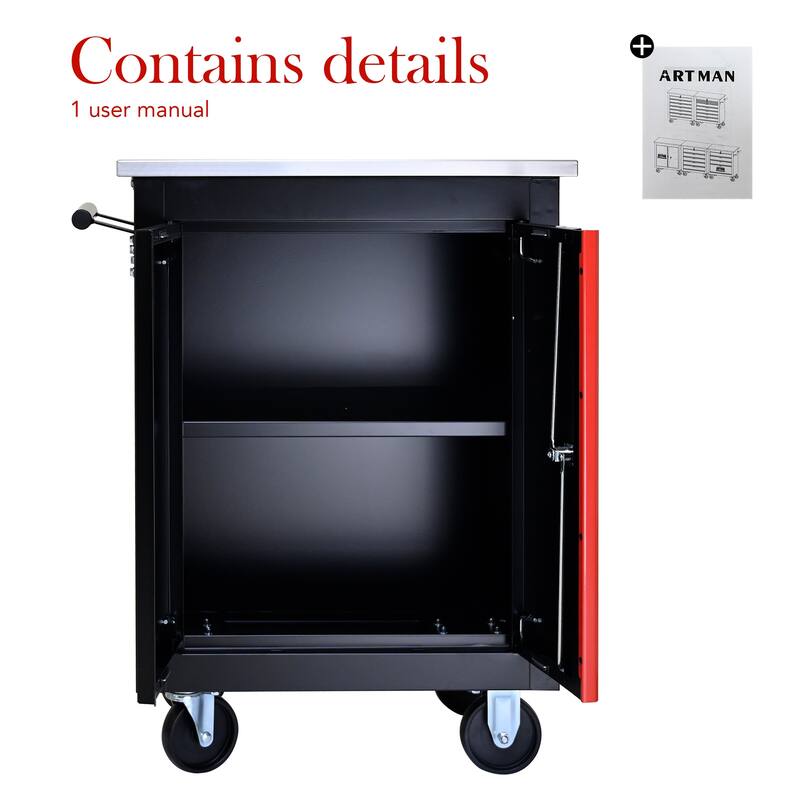 Double Doors Steel MultiFunction Tool Cart with Wheels