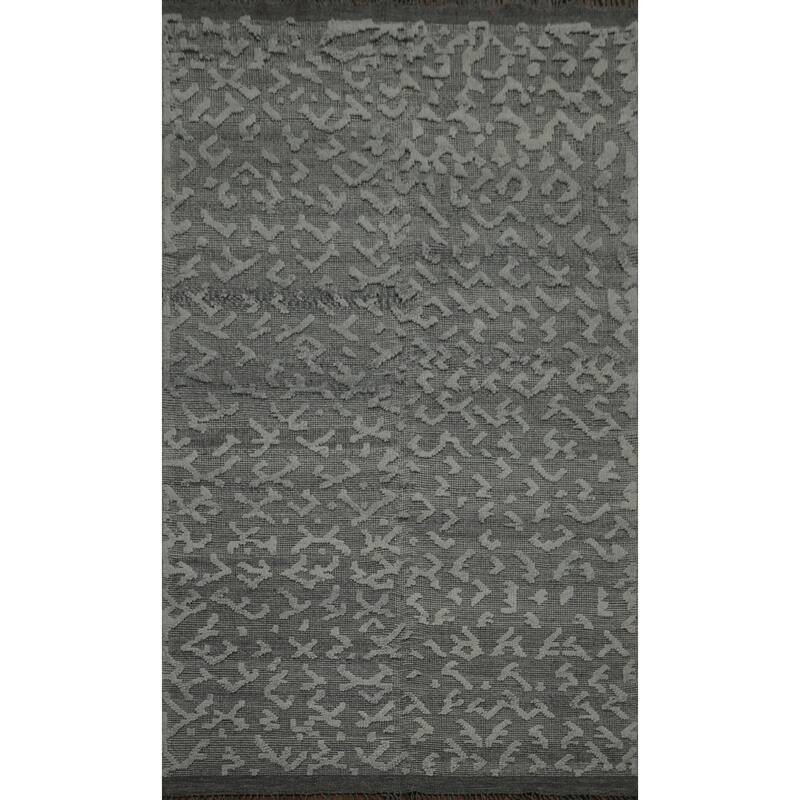 Hand Knotted Oriental 100% Wool Carpet Modern Geometric Greys & Charcoal Modern Gotti Design Area Rug - 10' 5'' X 6' 9''