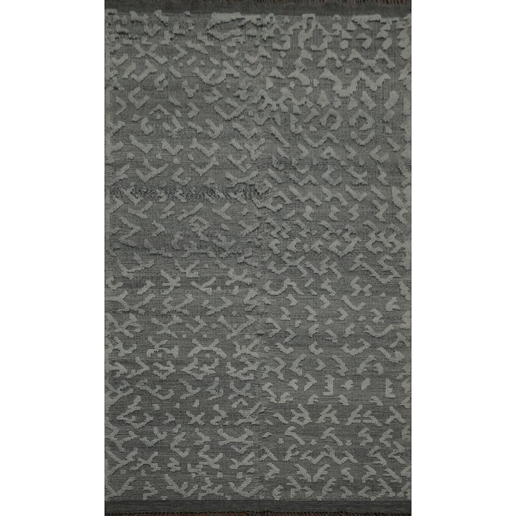 Hand Knotted Oriental 100% Wool Carpet Modern Geometric Greys & Charcoal Modern Gotti Design Area Rug - 10' 5'' X 6' 9''