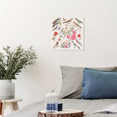 Wynwood Studio Canvas Animals Bird Sighting Red and Light Brown Traditional Wall Art Canvas Print - Red, Brown