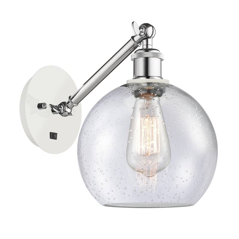 Innovations Lighting 317-1W-14-8 Athens Sconce Athens 14" Tall Wall - White and Polished Chrome / Seedy