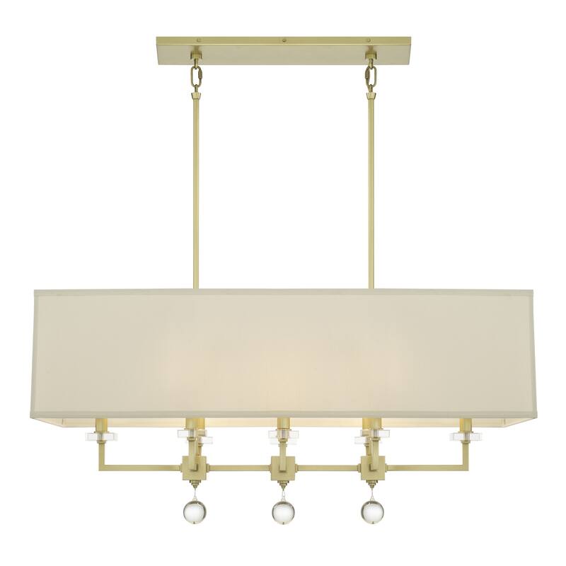 Paxton 8 Light Aged Brass Linear Chandelier - 38'' W x 17.5'' H x 16.75'' D
