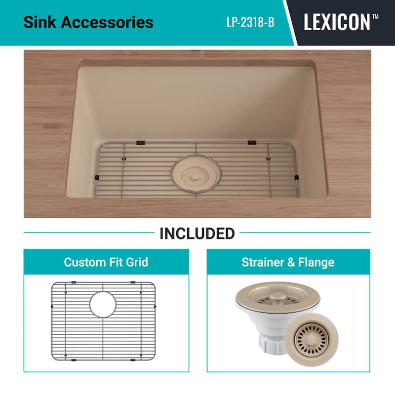 Lexicon Undermount Quartz 23 Inch Single Bowl Kitchen Sink Kit
