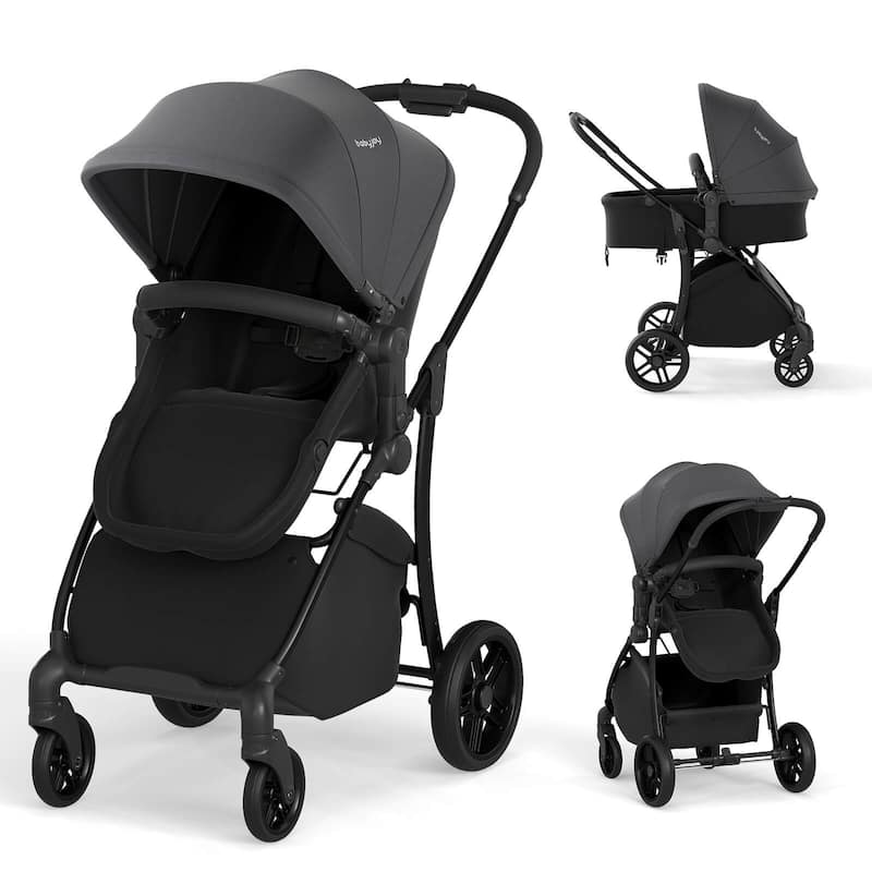 Babyjoy 2 in 1 Baby Stroller Folding High Landscape Pushchair with - See Details - Grey