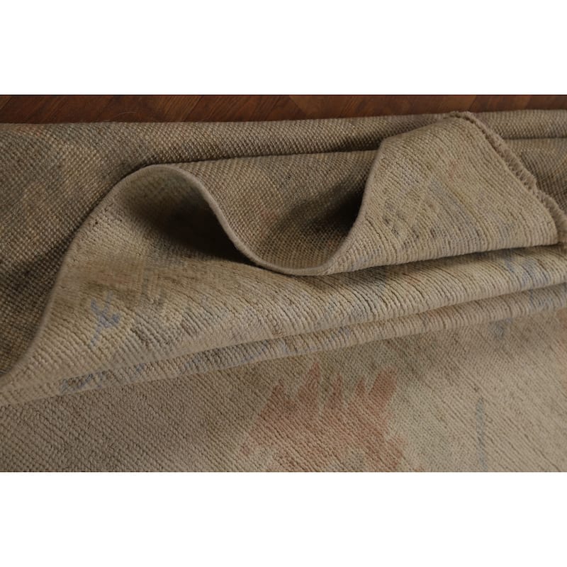 Floral Vegetable Dye Oushak Turkish Ug Handmade Wool Carpet - 8'10"x 12'0"