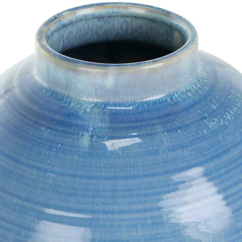 Blue Ceramic Bubble Inspired Ombre Decorative Vase with Unique Texturing