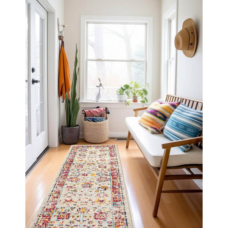 ECARPETGALLERY Machine Made Jasmine Ivory Area Rug