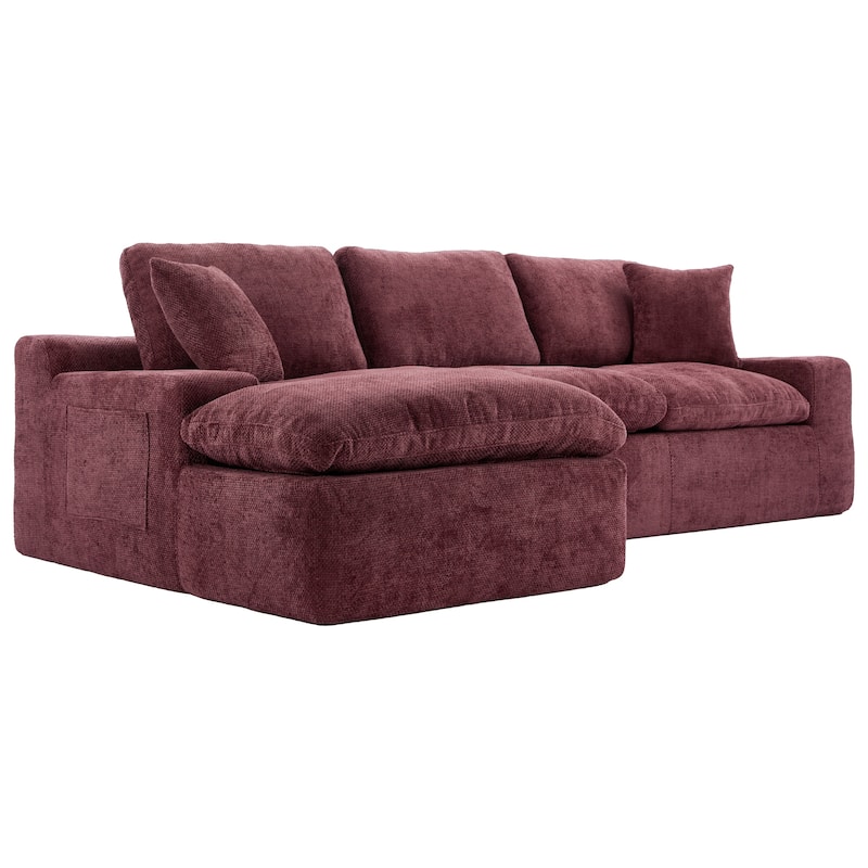 107.9" Chenille Modular Sectional Sofa with Double-Layer Cushions and Side Pockets
