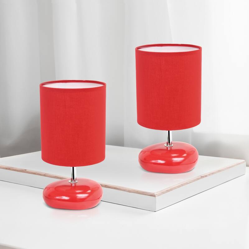 10.24 in. Red Finish Table Lamp with Red Shade, Sturdy Table Lamp for Living Rooms and Bedrooms, Set of 2