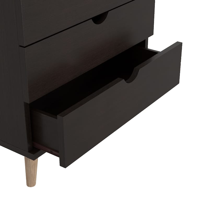 DH BASIC Mid-Century Modern Cappuccino 4-Drawer Chest by Denhour
