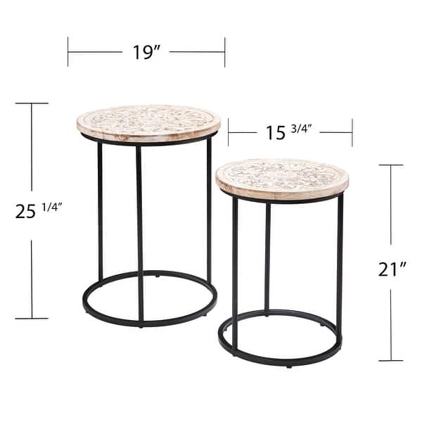 SEI Furniture Serrania Eclectic White Wood Accent Tables (Set of 2)