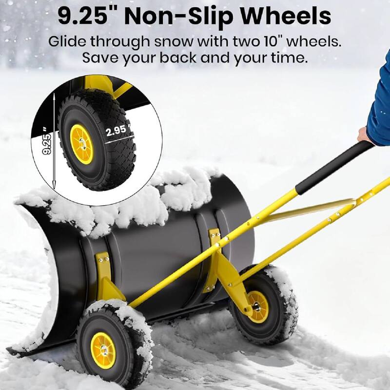 Heavy Duty U-Shaped Rod 29-Inch Steel Snow Shovel Plow for Driveways, Sidewalks, Yards