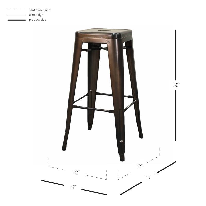 NPD Furniture Metropolis Metal Backless Bar Stool (Set of 4)