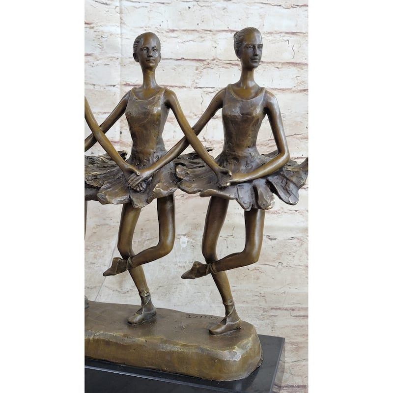 Four Ballerina Ballet Dancers Line Dancing Bronze Sculpture Statue Original Art