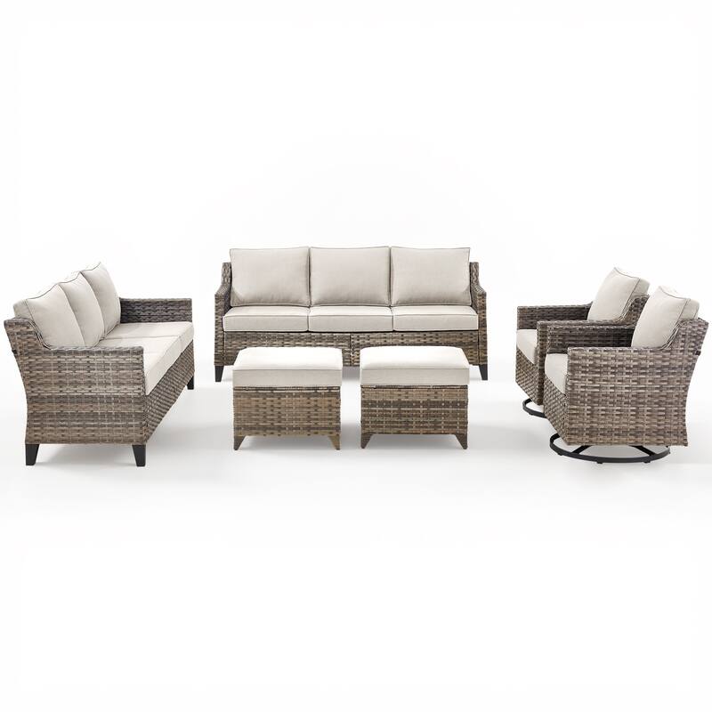 Pocassy 6-Piece Sofa Swivel Chair w/ Ottoman Set