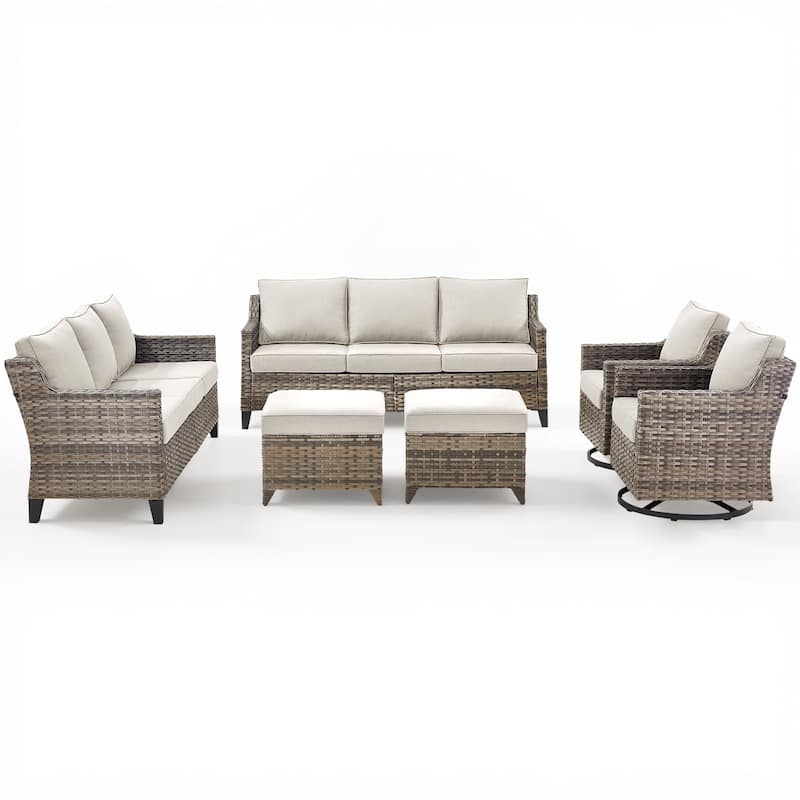 Pocassy Outdoor All-Weather Outdoor Sofa, Swivel Chair, Ottoman Sets