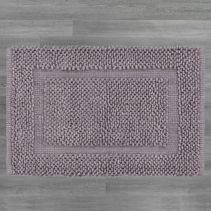 Sophie Border Ultra-plush Chenille Non-Slip Cotton Bath Mat