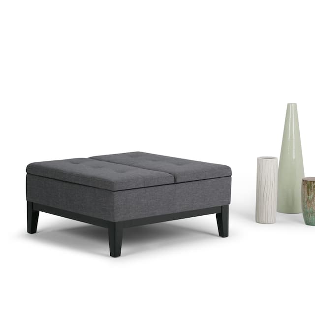 WYNDENHALL Lancaster 36-in. Wide Contemporary Square Table Ottoman - Slate Grey