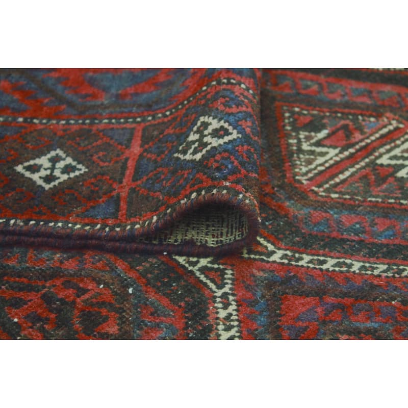Vintage Distressed Jaskon Red/Charcoal Rug - 3'8" x 7'1"