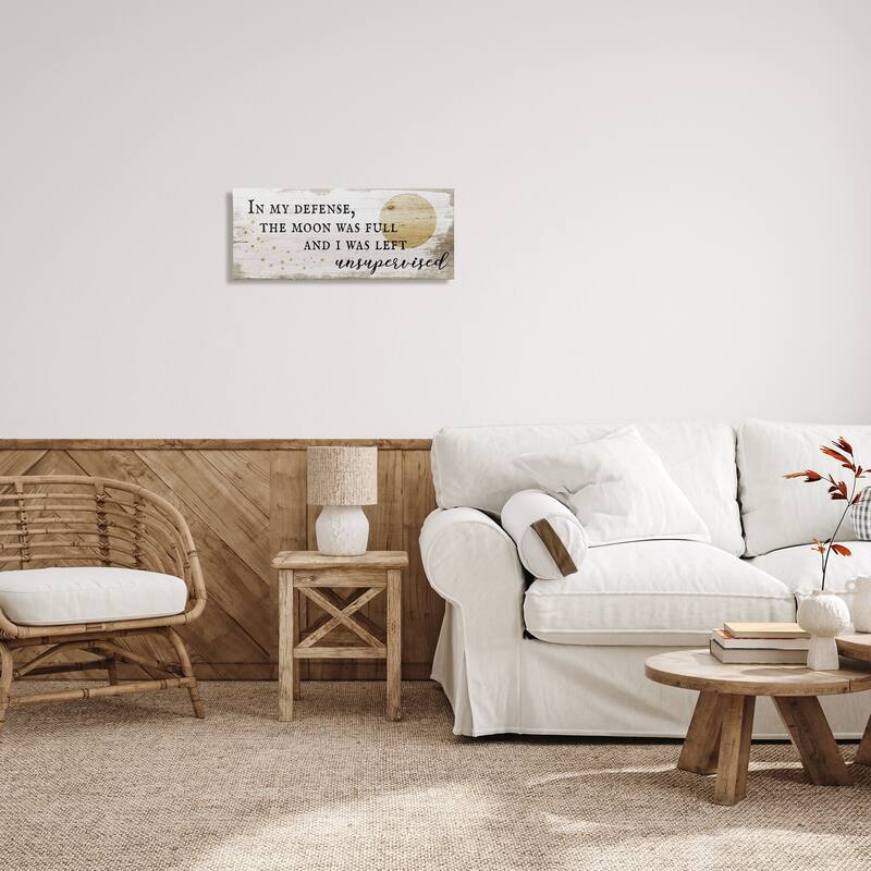 Stupell Full Moon Unsupervised Phrase Rustic Halloween Charm Canvas Wall Art