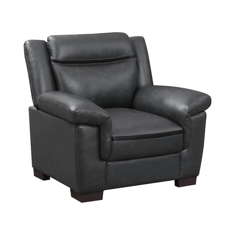 Chair with Faux Leather Upholstery, Dark Brown