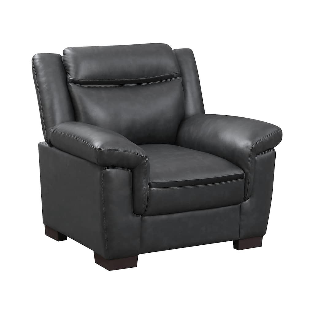 Chair with Faux Leather Upholstery, Dark Brown