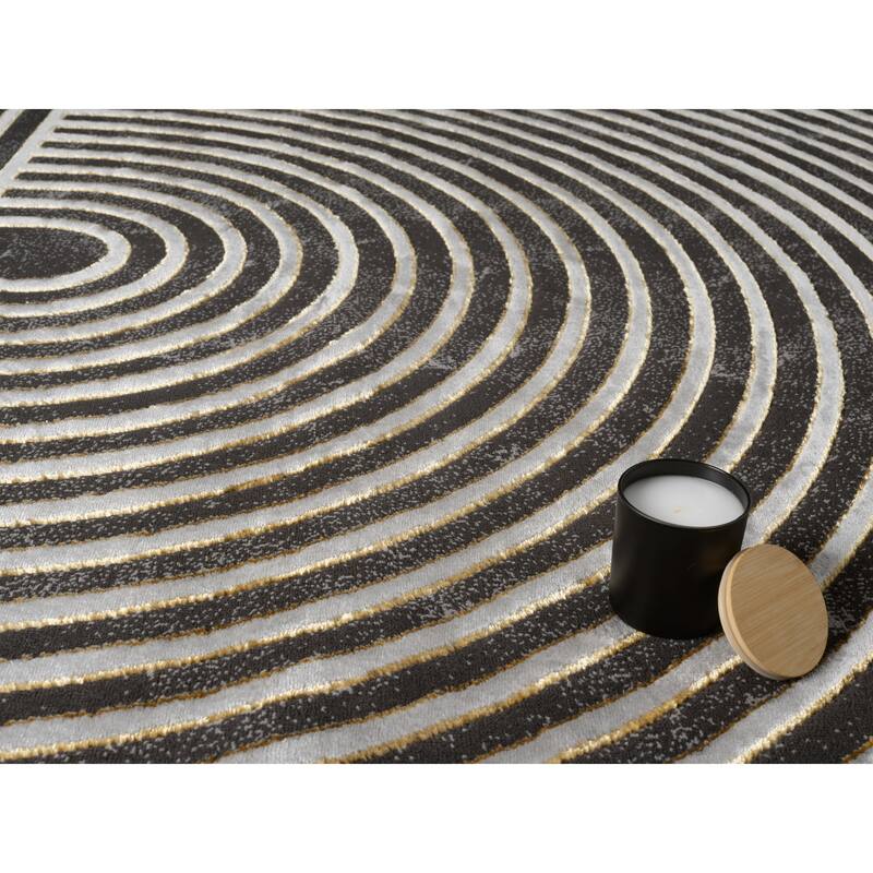 Mila Collection Geometric Grey Contemporary Area Rug