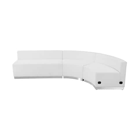 Offex 3 Piece Contemporary Melrose White Leather Reception Configuration [OFX-237248-FF]