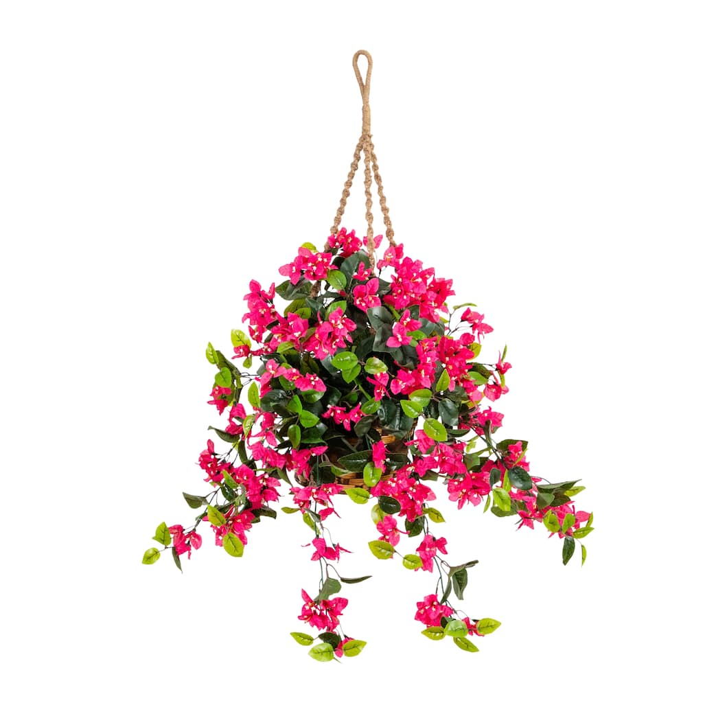 28-in UV Resistant Artificial Bougainvillea in Hanging Basket