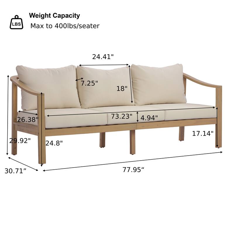 Christopher Knight Home - Elva 5-Piece Outdoor Acacia Wood Patio Conversation Set with Slatted Coffee Table & Cushions