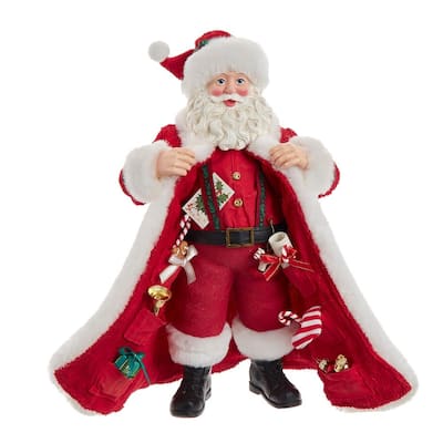 Kurt Adler 10.5-Inch Fabriche Santa with Gifts in Pocket.