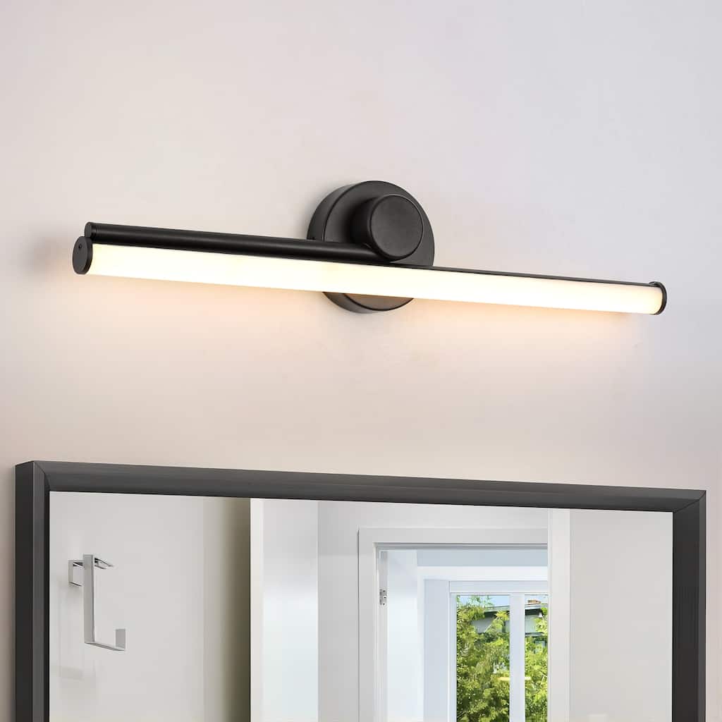 1-Light 23.8" W Modern Black Linear Metal Dimmbale Integrated LED Bathroom Vanity Mirror Light/Picture Light