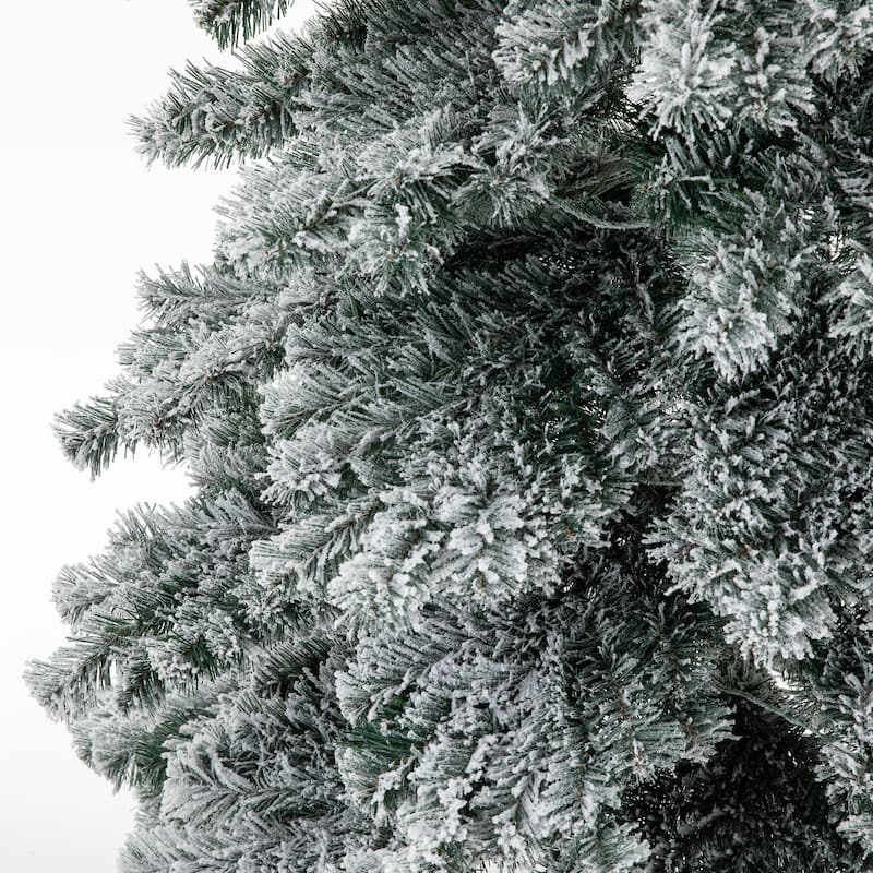 Glitzhome 15 Foot Pre-Lit Flocked Pencil Spruce Artificial Christmas Tree with 1400 LED Lights - 15ft