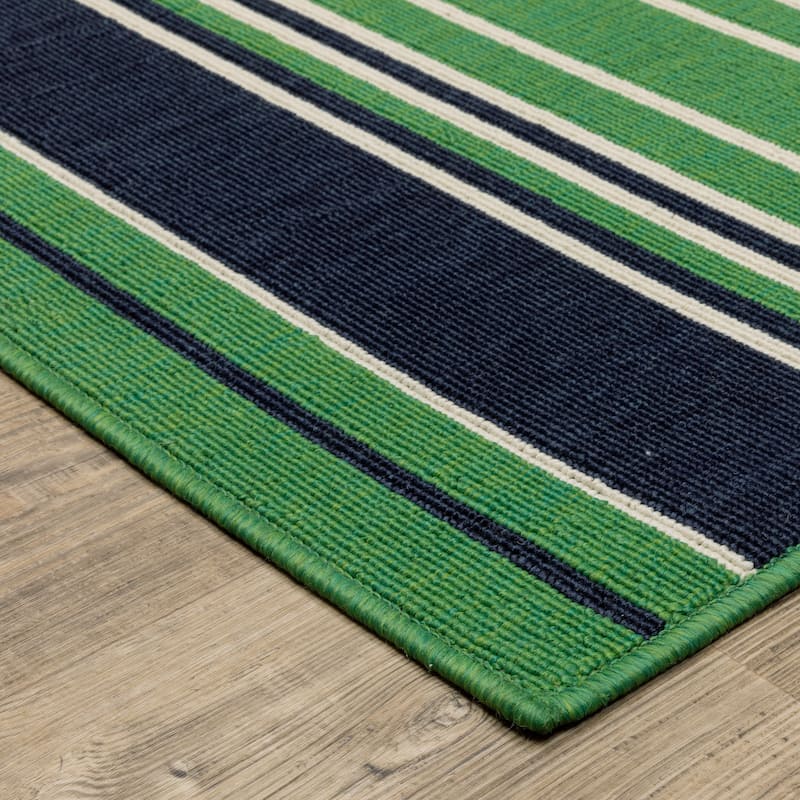 Harlowe Preppy Stripe Green/ Navy Area Rug