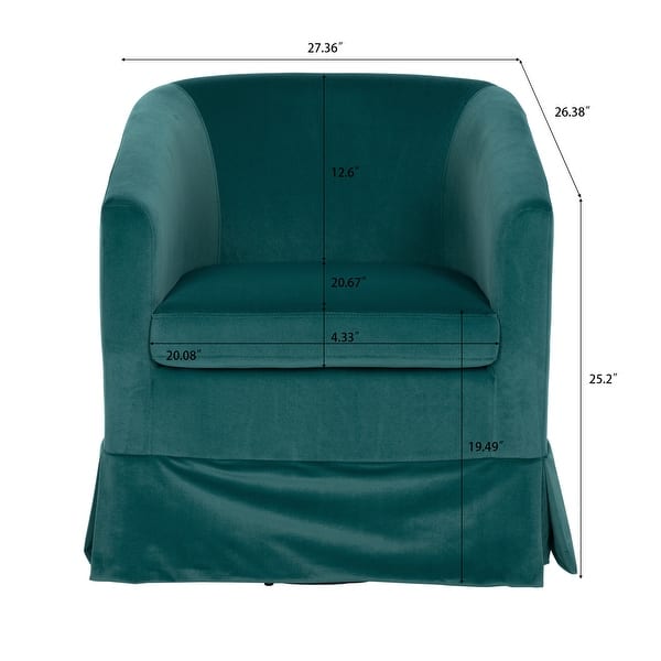 slide 2 of 6, 27.36" Wide Modern Swivel Chairs Upholstery Accent Barrel Sofa Chairs For Bedroom Living Room Office Apartment Green