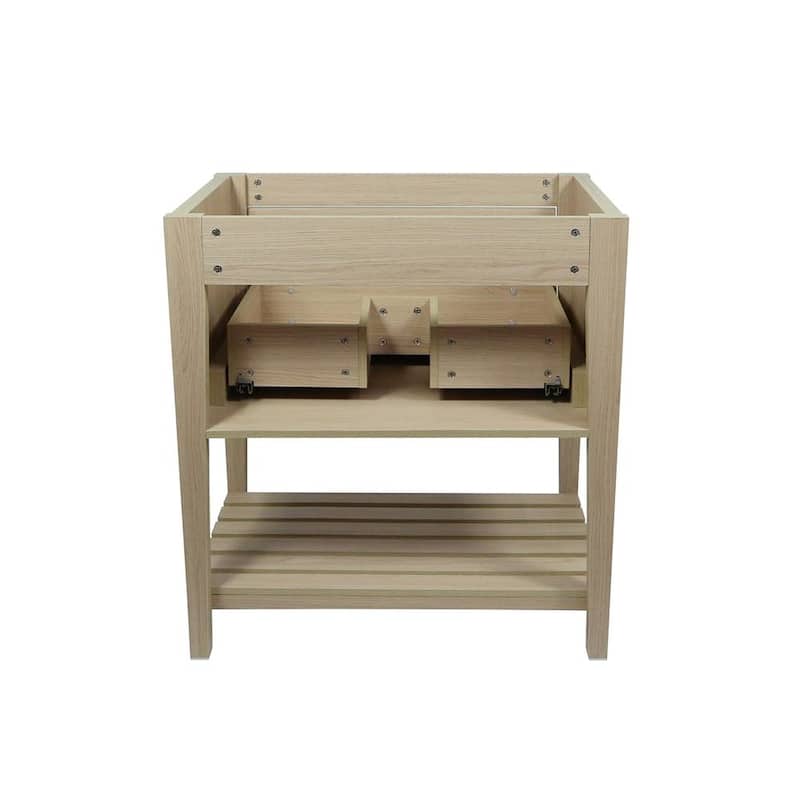 31.5" Single Sink Vanity In Neutral Finish With White Composite Granite Top