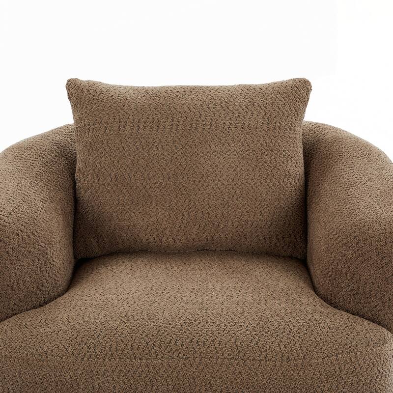 Upholstered Swivel Barrel Sofa Chair with a Throw Pillow