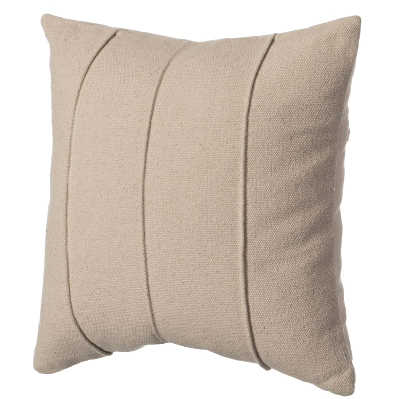 16" Handwoven Cotton Throw Pillow Cover Flat Natural Design - Seams with Cushion