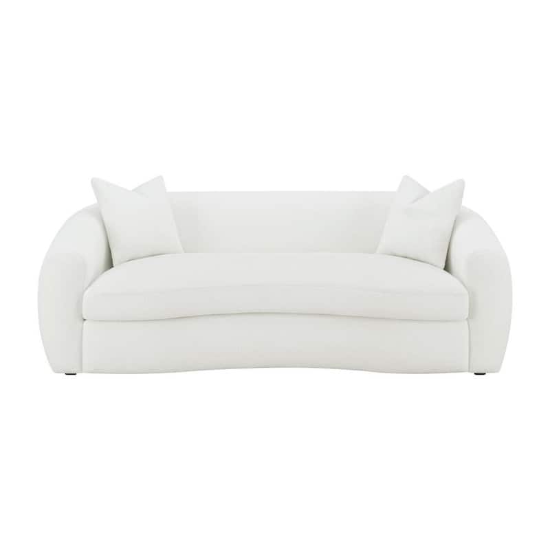 Fabric Upholstered Sofa with Accent Pillows in Natural and Black