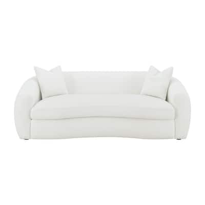 Fabric Upholstered Sofa with Accent Pillows in Natural and Black