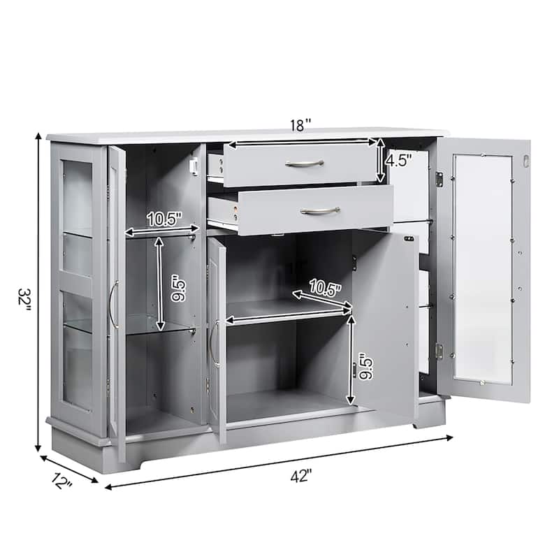 Costway Sideboard Buffet Server Storage 32'' Cabinet W/ 2 Drawers 3 - See Description