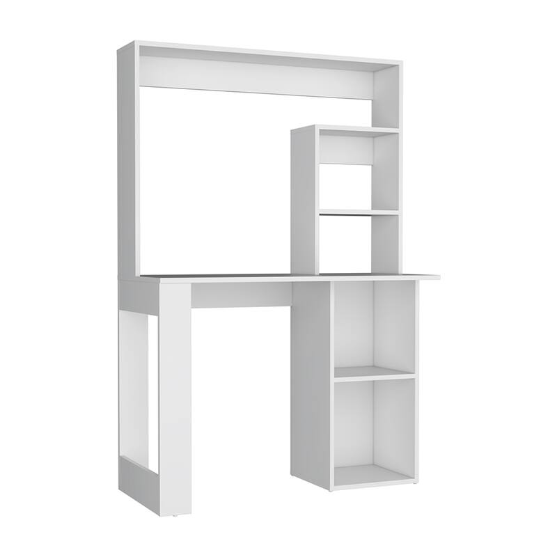 Freestanding Computer Desk with Integrated Hutch, Storage Shelves, and Spacious Work Surface for Organized Living