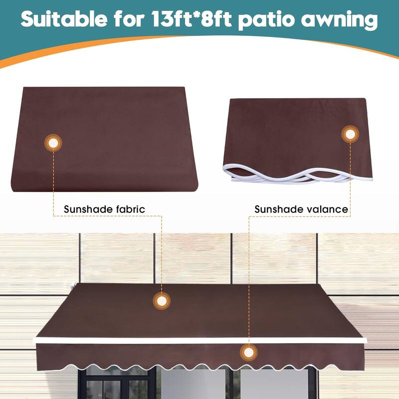 Patio Awning 13x8 Feet Fabric Replacement Sunshade Canopy