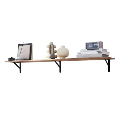 Wallniture Forme Wood Board 60" Long, 10'' Deep, Floating Shelf for Living Room, Hanging Shelf for Wall, Office Decor, Burnt,1Pc
