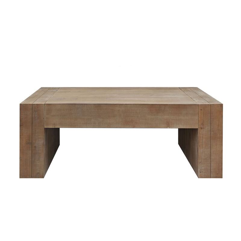 Rustic Wood Coffee Table, 49in Modern Farmhouse Rectangular Table for Living Room