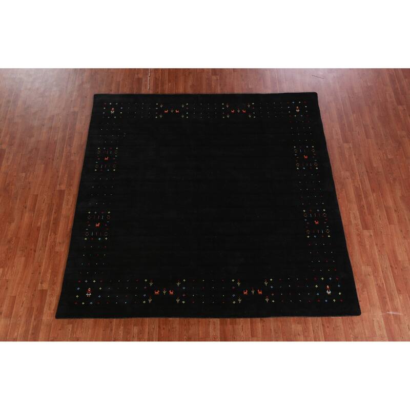 Hand Knotted Oriental 100% Wool Carpet Tribal Tribal Greys & Charcoal Gabbeh Area Rug - 8' 3'' X 8' 2''
