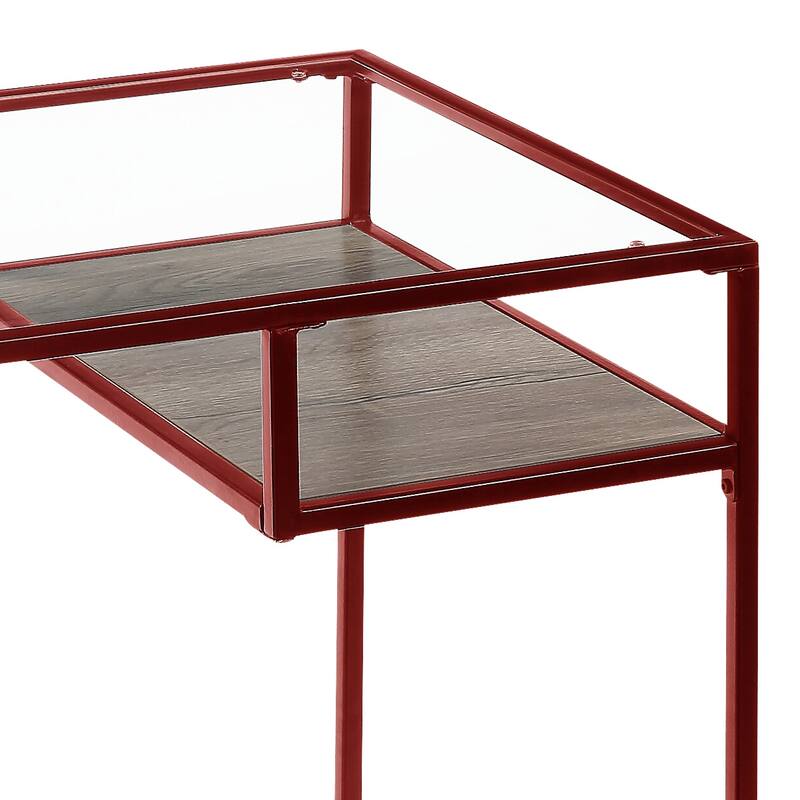 Versatile Metal and Glass Writing Desk with Open Shelf Storage