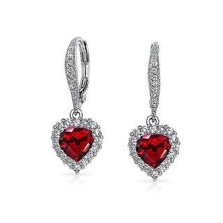 Red Cubic Zirconia Earrings Online At Our Best Bling Jewelry Red Cz Heart Leverback Earrings Rhodium Plated