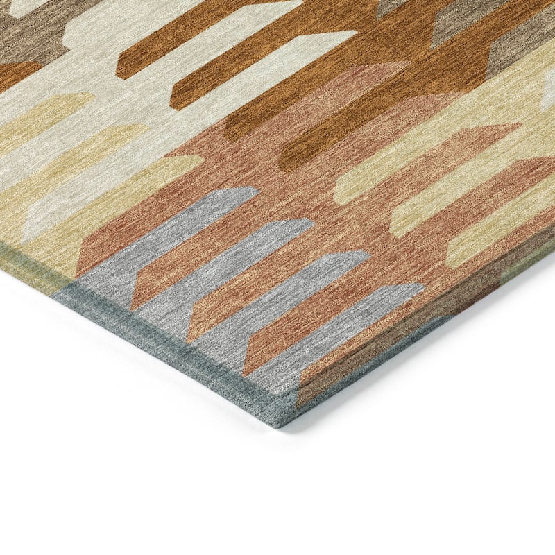 Machine Washable Indoor/ Outdoor Modern Stacks Chantille Rug